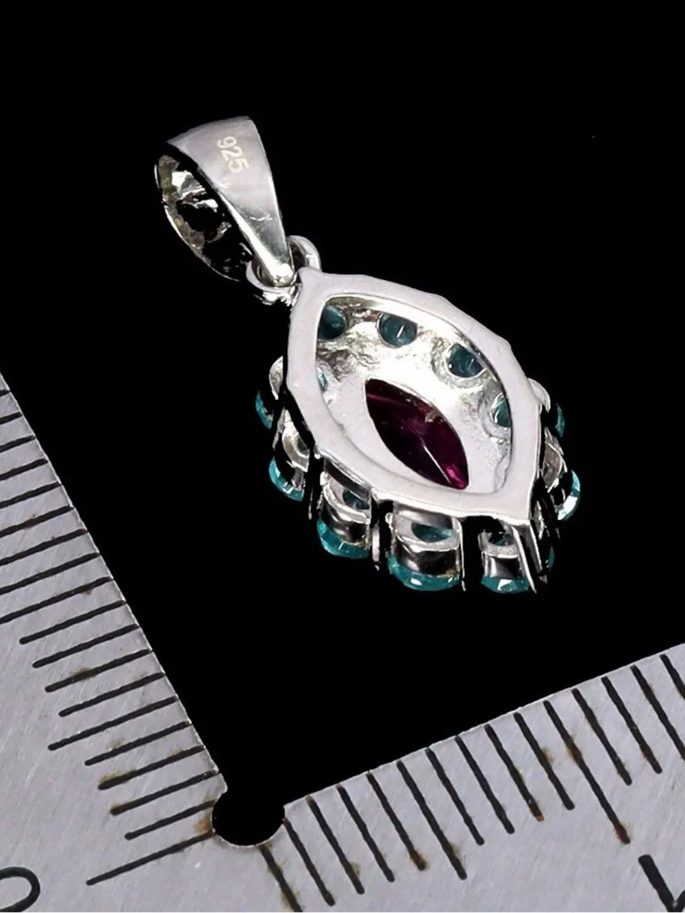 Exquisite Natural Paraiba Blue & Pink Topaz 1.60CT Pendant Necklace 925 SS 18”